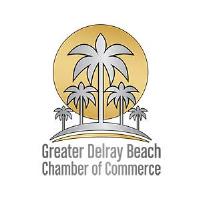 Greater Delray Beach Chamber of Commerce logo featuring palm trees and sun symbol