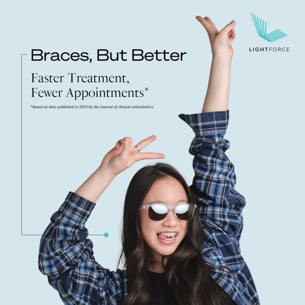 Happy patient in plaid shirt and sunglasses celebrating faster orthodontic treatment with fewer appointments.
