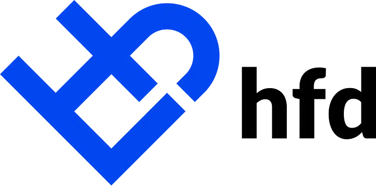 HFD logo featuring blue checkmark and heart symbol for Delray Orthodontics